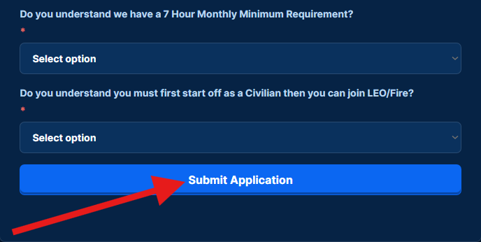 Submit Application button highlighted